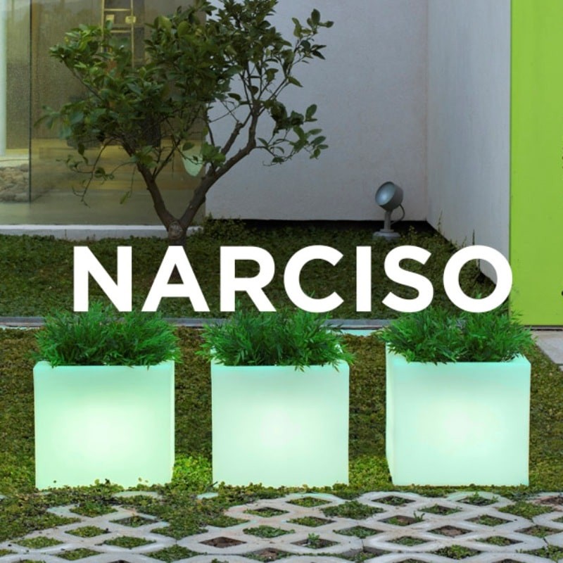 Pot de fleur carré lumineux - NARCISO 40 - Newgarden Pot de fleur carré lumineux - NARCISO 40 - Newgarden